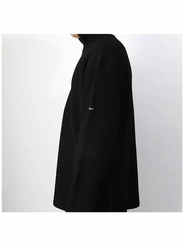 Luxury Balenciaga Oversized Zip-Up Knit Top Black