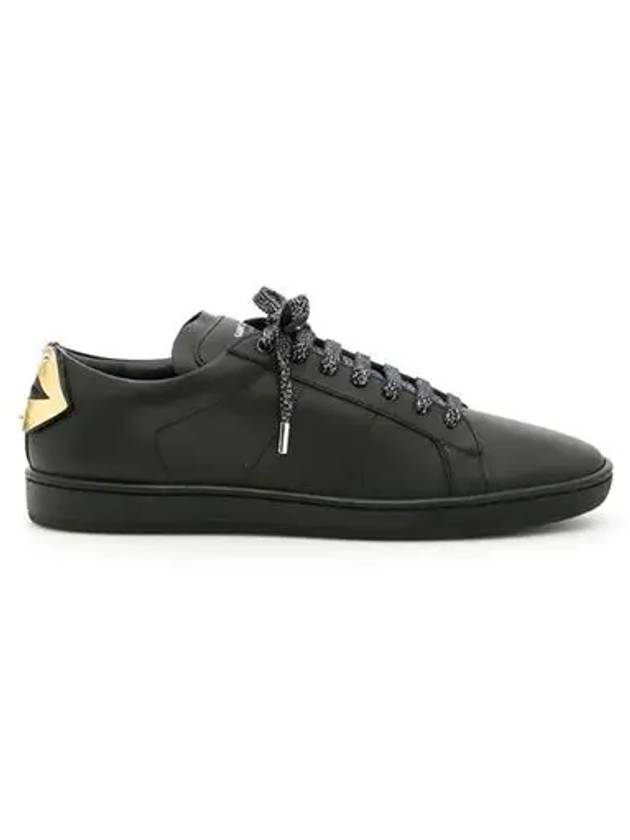 Luxury Saint Laurent Signature Court Classic Lips Leather Low Top Sneakers Black