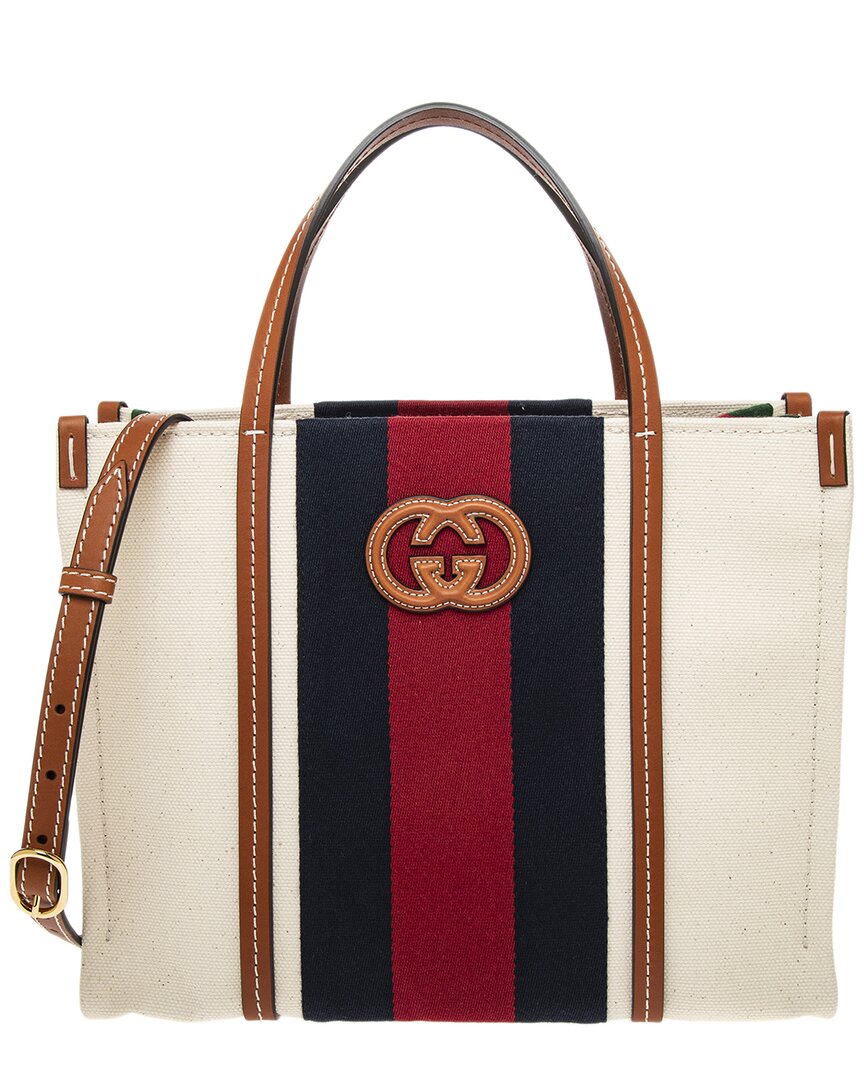 Luxury Gucci Trending 2025 Interlocking G Small Canvas & Leather Tote