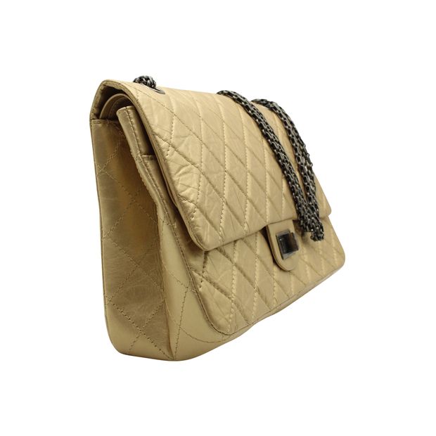 Luxury Chanel Light Gold Reissue 2.55 Classic Maxi 227 Double Flap Bag