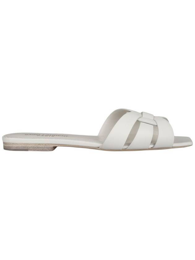 Luxury Saint Laurent Tribute Smooth Leather Mules White