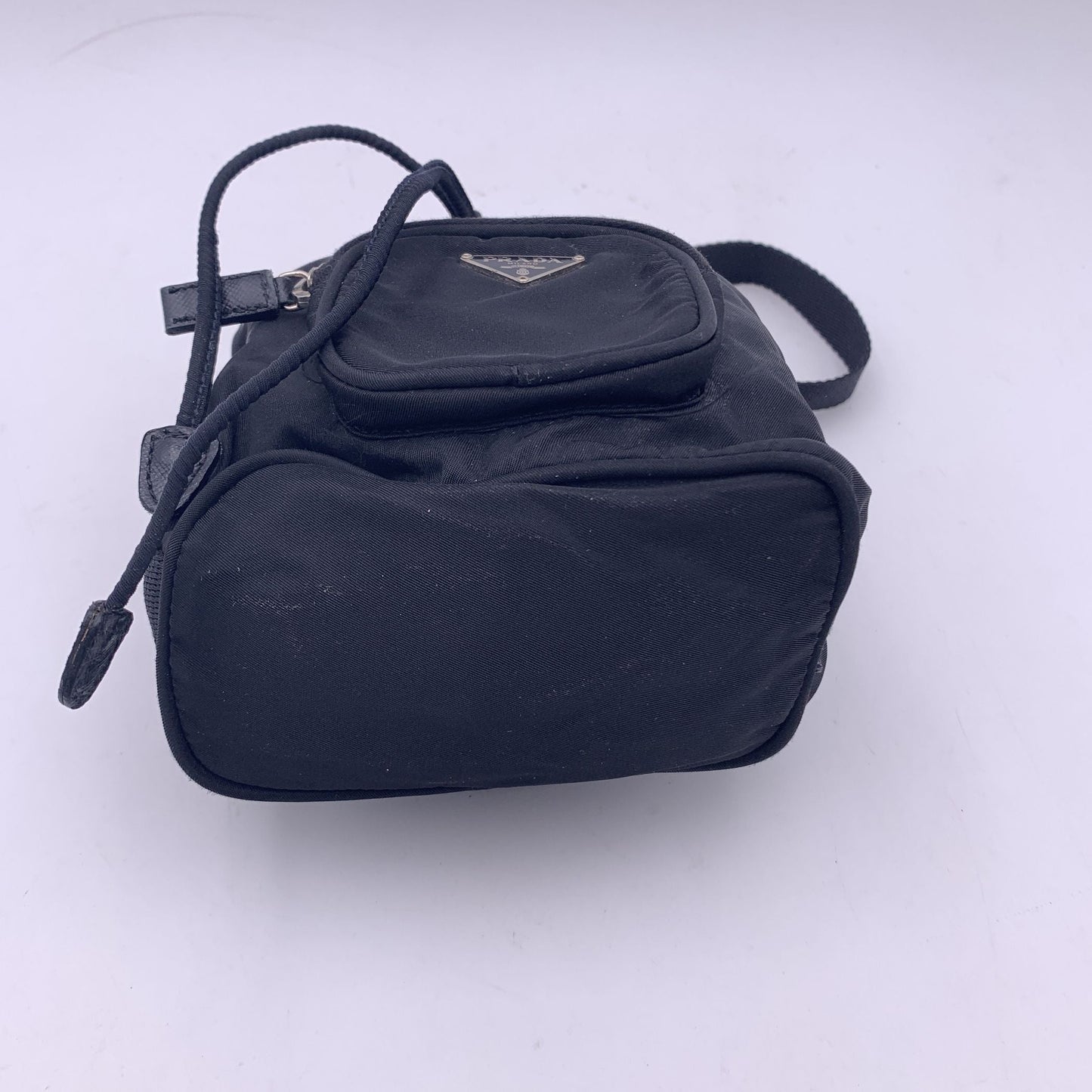 Luxury PradaBlack Nylon Mini Tessuto Nylon Duet Bucket Bag Handbag