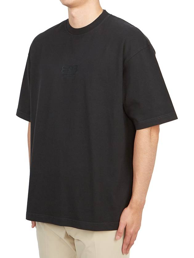 Luxury Balenciaga Embroidered BB Logo Short Sleeve T-Shirt Black