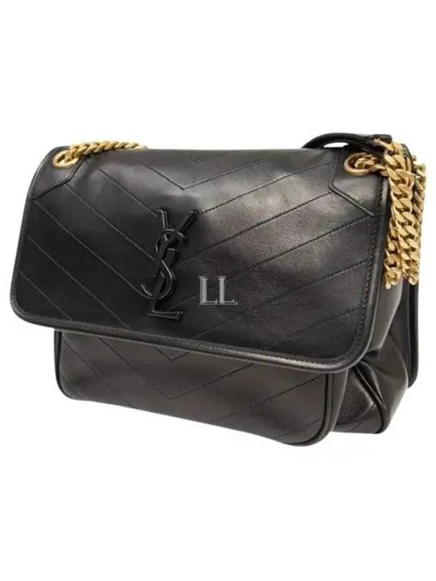 Luxury Saint Laurent Nikki Medium Leather Shoulder Bag Black
