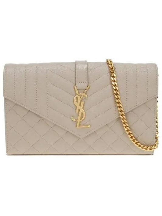 Luxury Saint Laurent Cassandre Monogram Chain Cross Bag Dark Beige