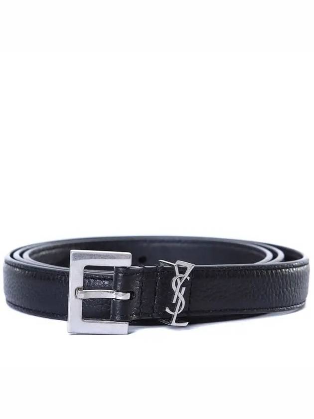 Luxury Saint Laurent Men's Monogram Grain Belt Black