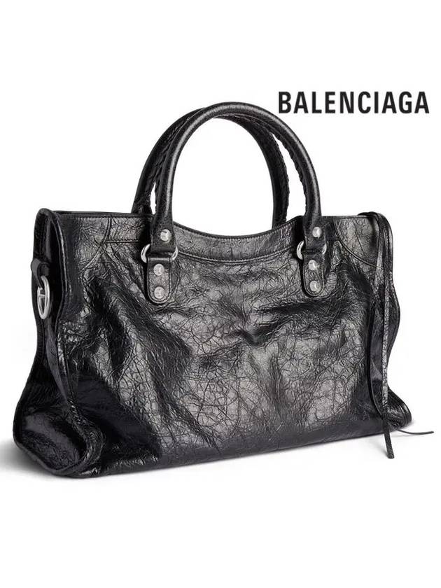 Luxury Balenciaga Le City Medium Leather Tote Bag Black