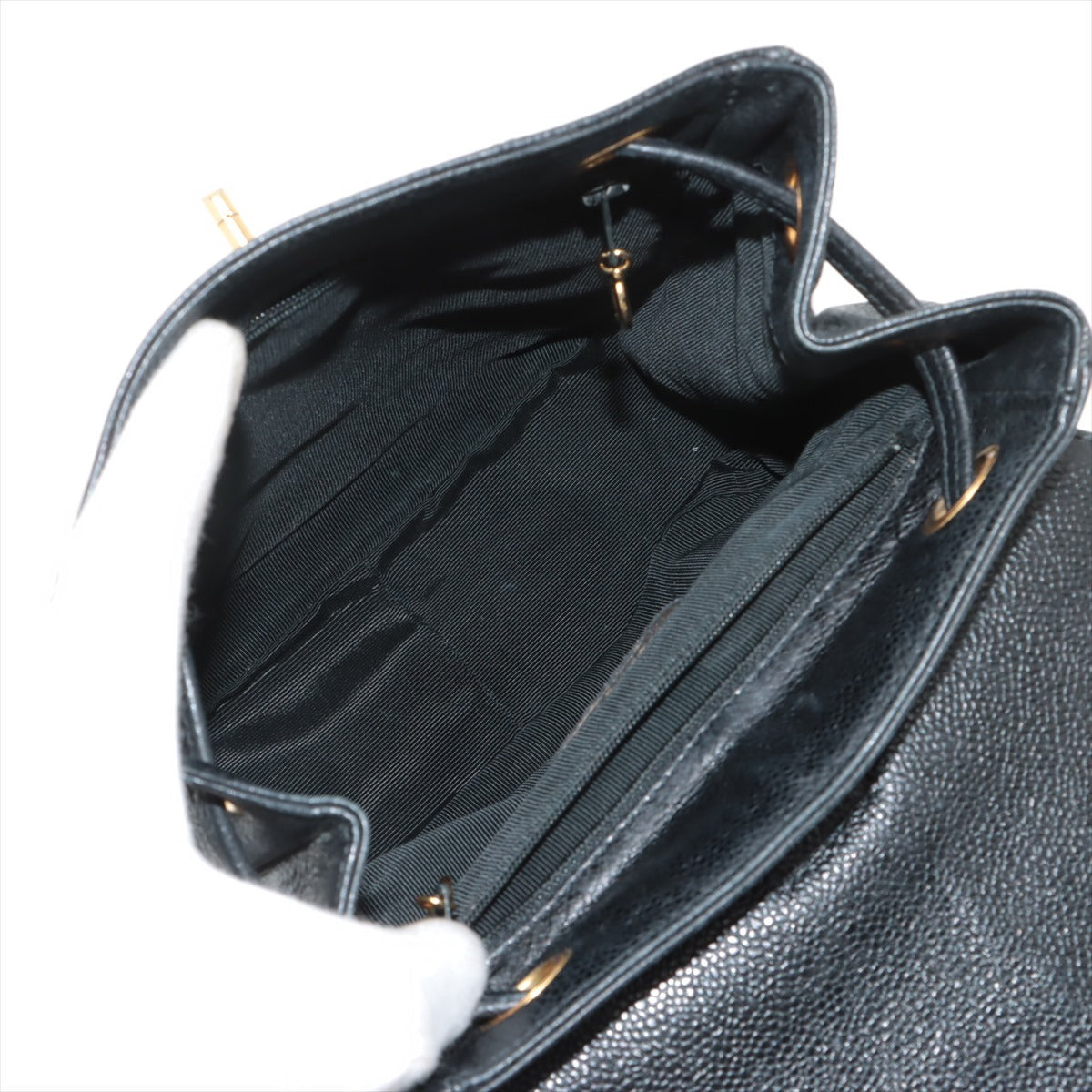 Chanel Triple Coco Cabia S Chain Rucks Black G  4th