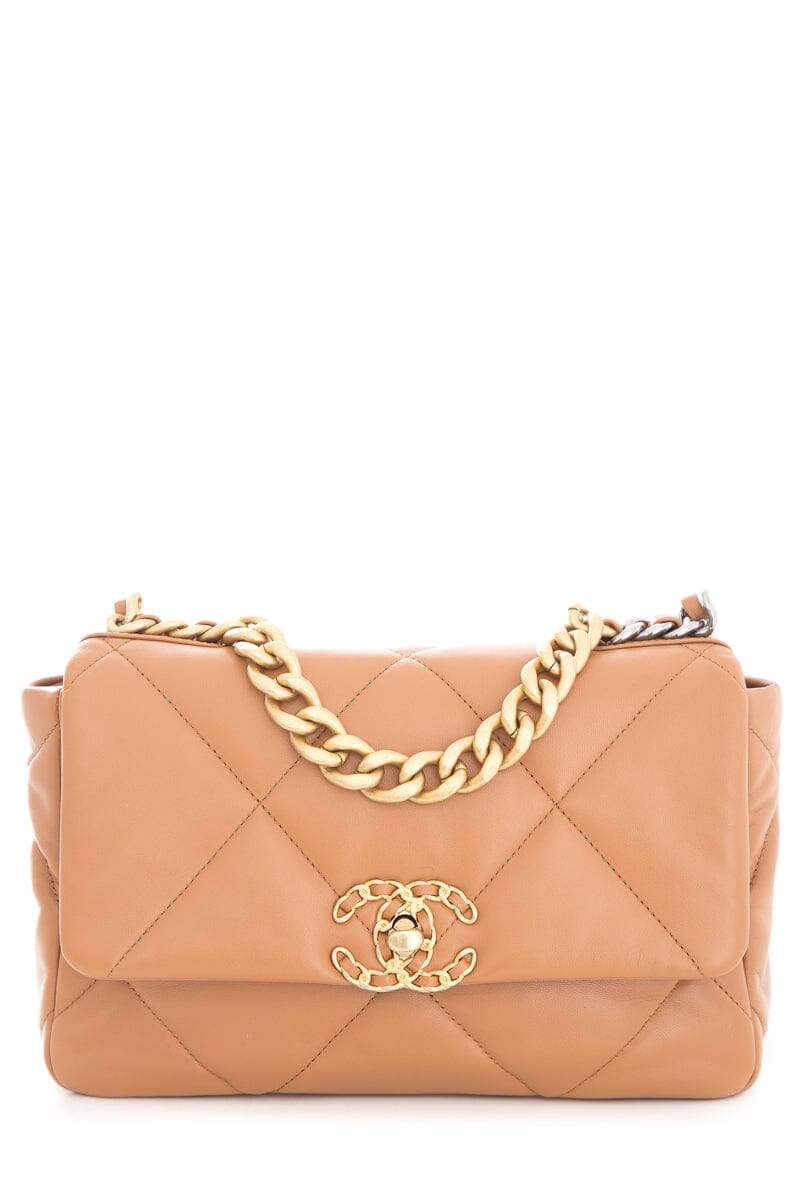 Luxury Chanel 2024 19 Brown Quilted Leather Handbag