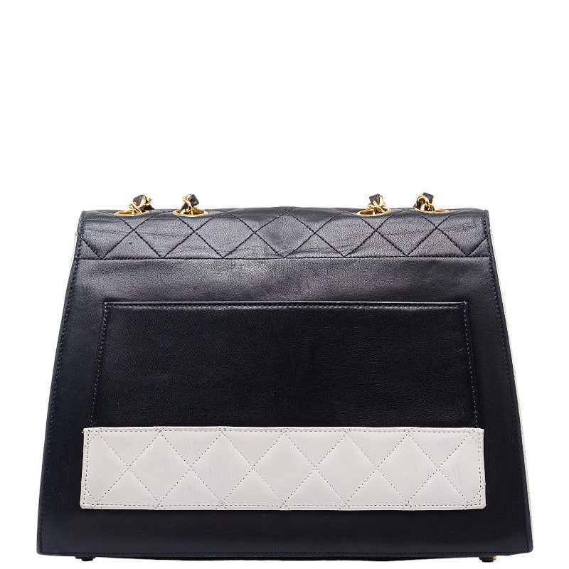 Chanel Matrases Turton Chain Shoulder Bag Navy White G Leather  Chanel