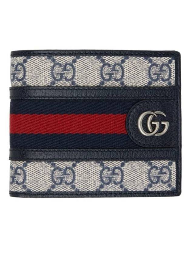 Luxury Gucci Trending 2025 Ophidia GG Half Wallet Beige Navy