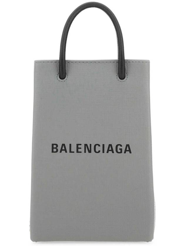 Luxury Balenciaga Logo Print Phone Holder Small Cross Bag Grey