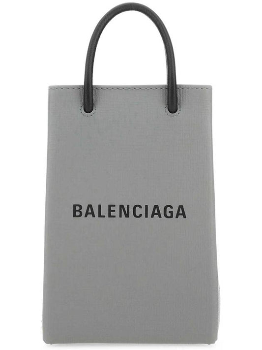 Luxury Balenciaga Logo Print Phone Holder Small Cross Bag Grey