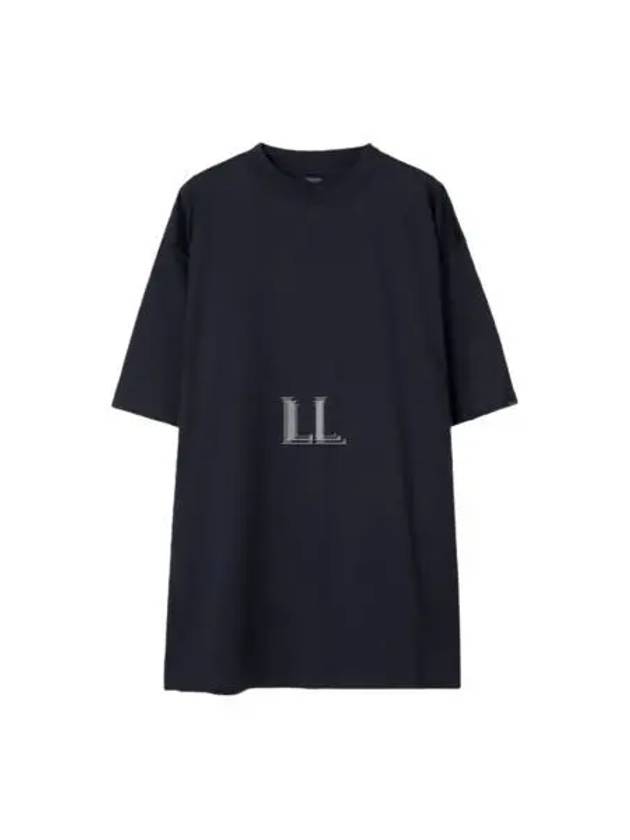 Luxury Balenciaga Cotton Crew Neck Short Sleeve T-Shirt Navy
