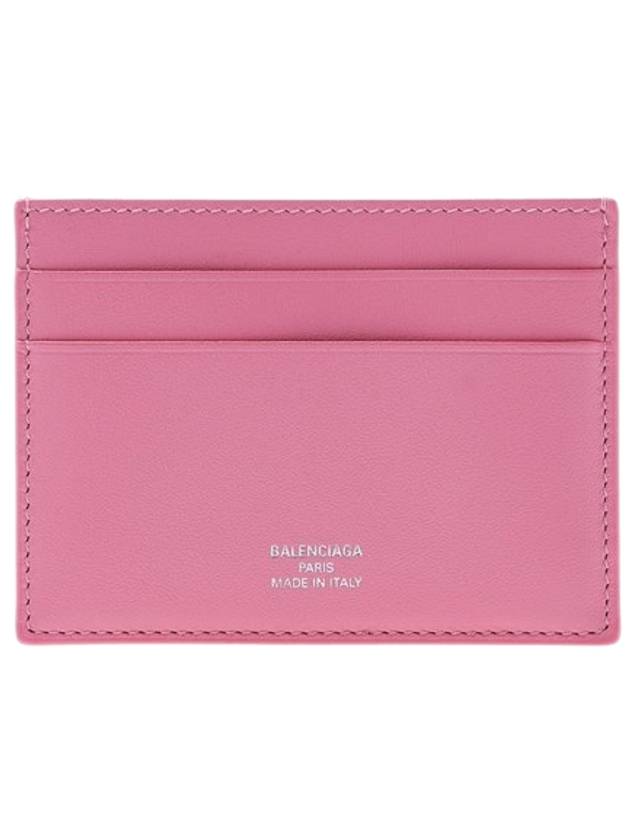 Luxury Balenciaga Logo Calfskin Card Wallet Pink
