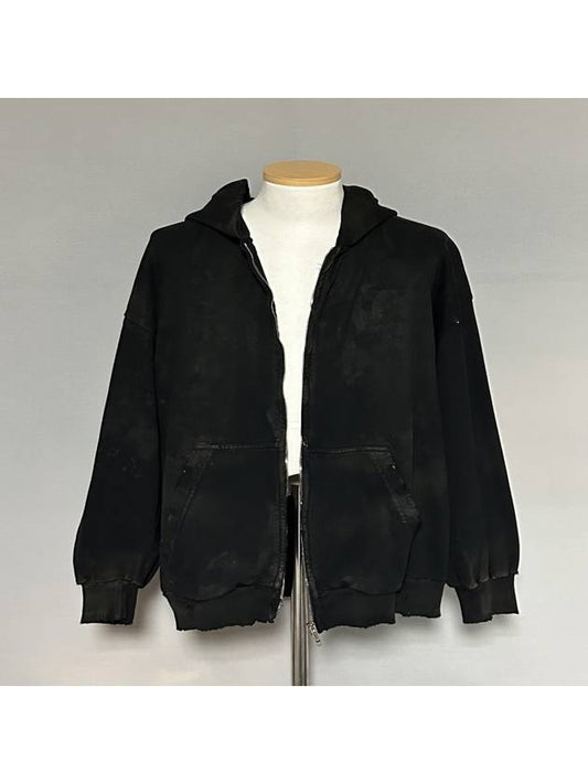 Luxury Balenciaga Mud Distressed Hooded Zip Up 100