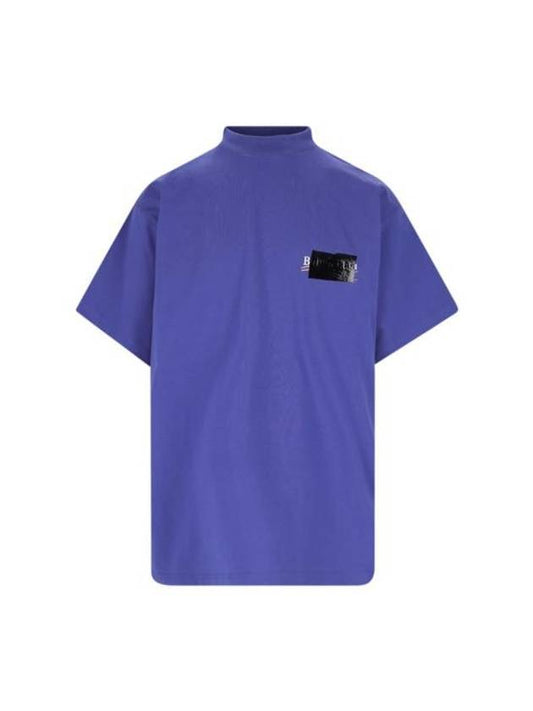 Luxury Balenciaga Gaffer Political Campaign Short Sleeve T-Shirt Blue