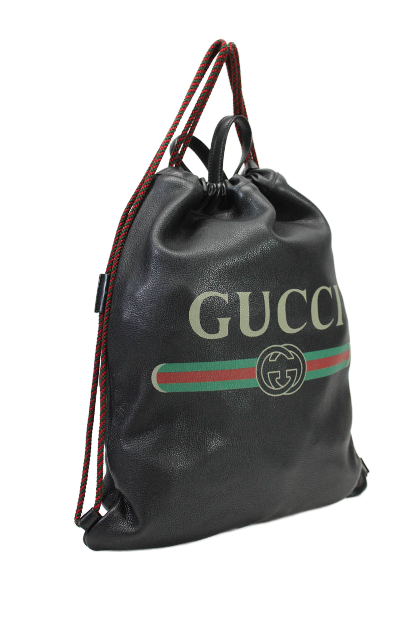 Luxury Gucci Trending 2025 Womens Double Top Handle Grain Leather Logo Backpack Handbag Black Brown