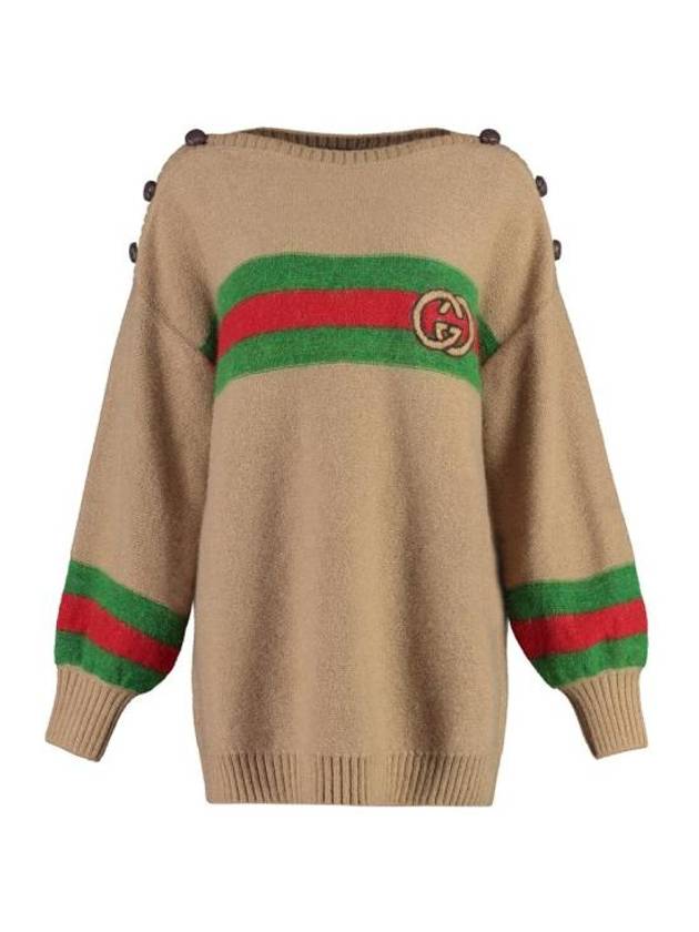 Luxury Gucci Trending 2025 Web Interlocking GG Knit Top Camel