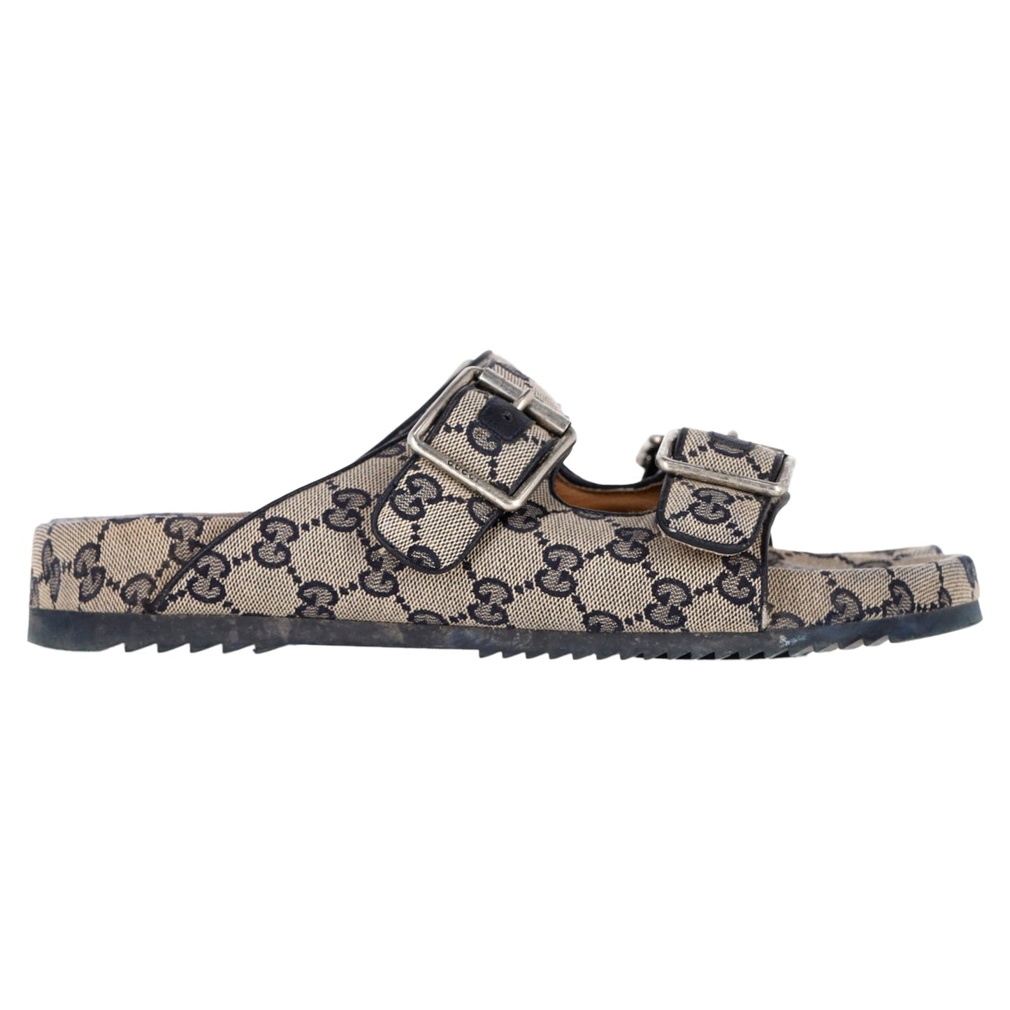 Luxury Gucci Trending 2025 GG Supreme Double-Strap Sandals In Beige Canvas