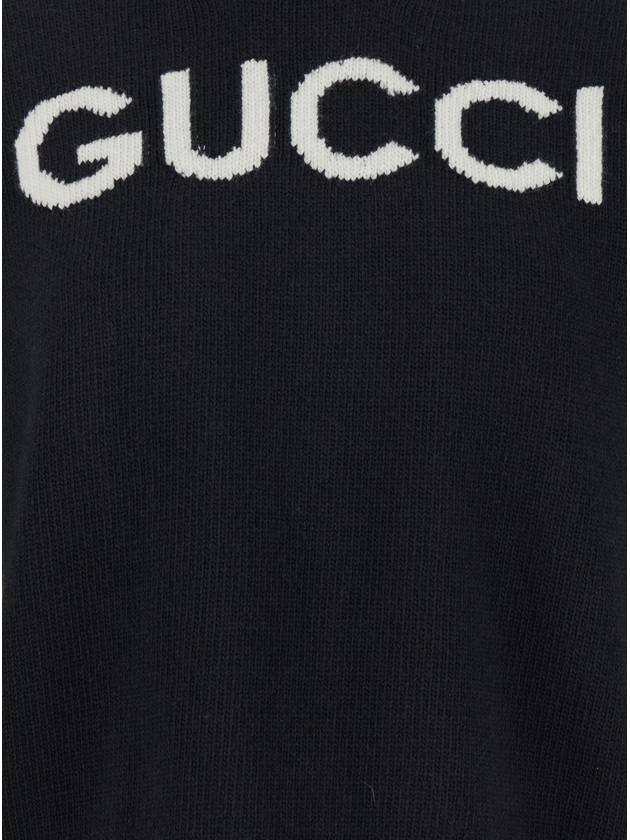 Luxury Gucci Trending 2025 Intarsia Wool Knit Top Black
