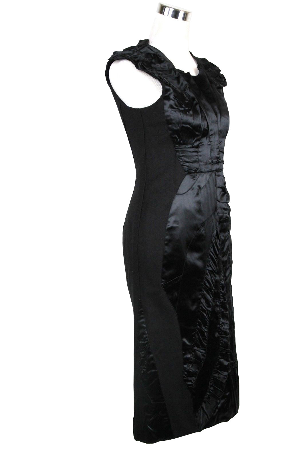 Luxury Bottega Veneta Women's Silk Pattern  Wool Polyamide Dress Ruffle Detail