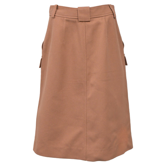 Luxury Bottega Veneta Pique A-line Midi Skirt in Beige Cotton