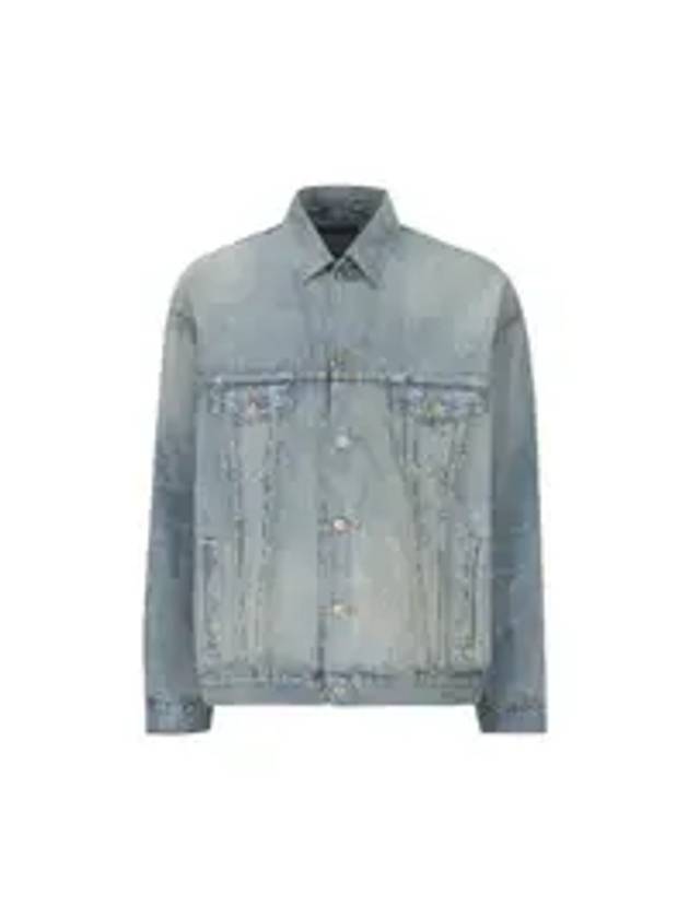 Luxury Balenciaga Paris Tropical Denim Jacket Blue