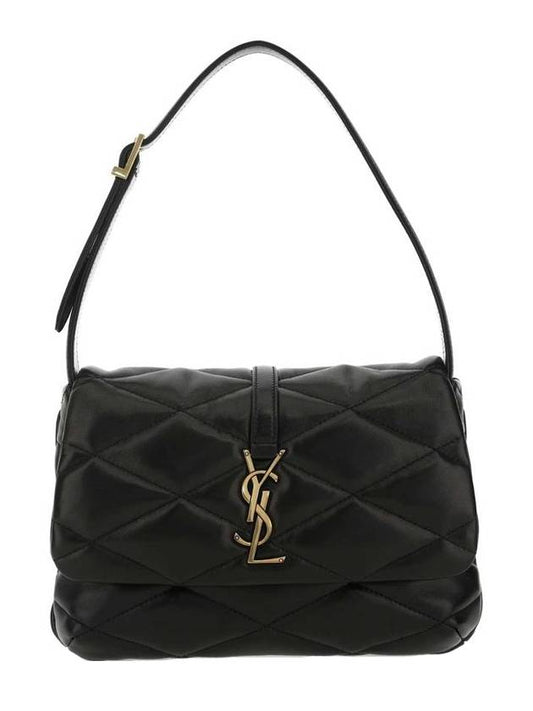 Luxury Saint Laurent LE 57 Quilted Lambskin Hobo Shoulder Bag Black