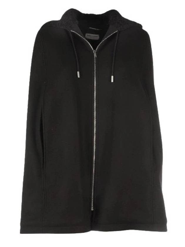 Luxury Saint Laurent Women's Virgin Wool Hooded Jacket Black