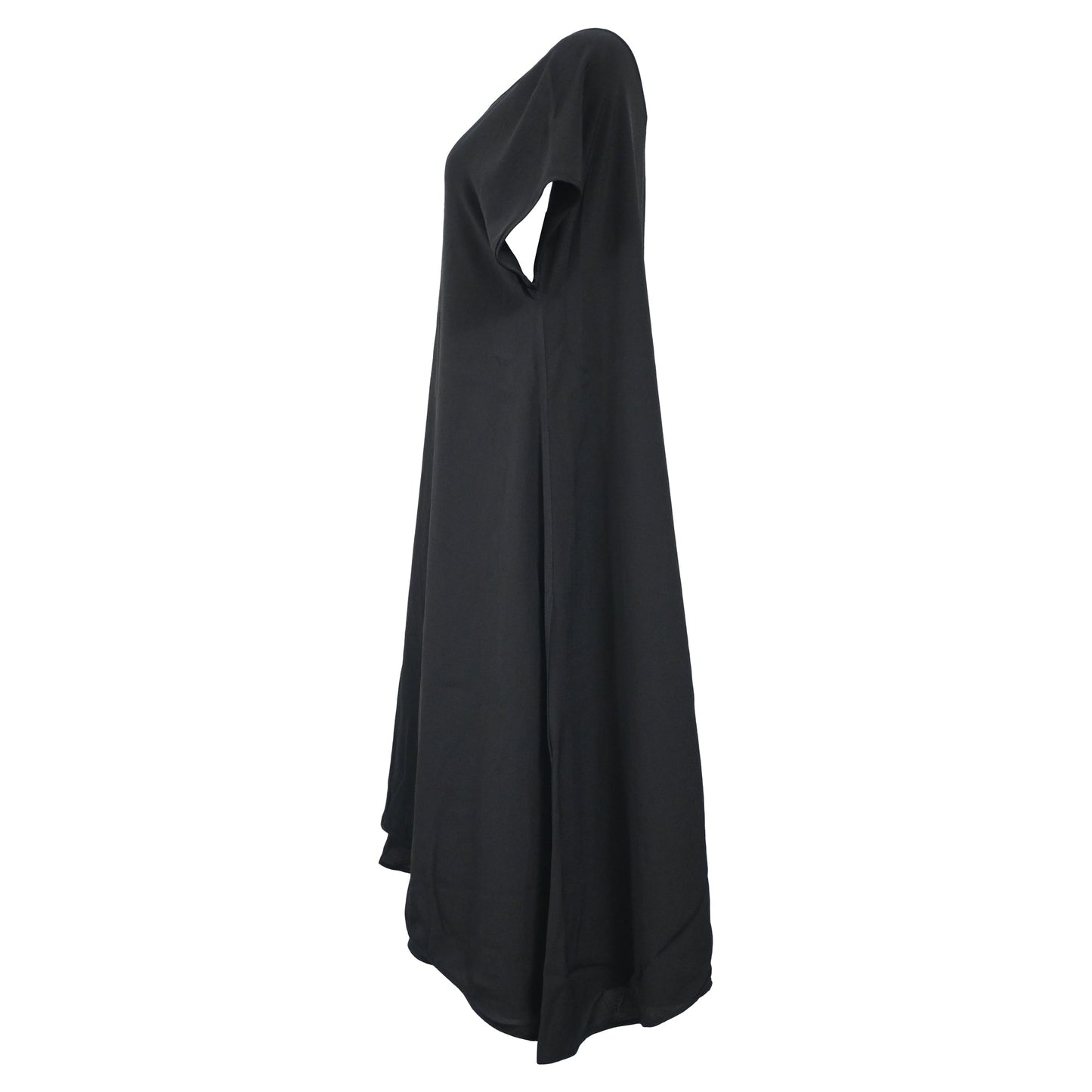 Luxury Bottega Veneta Flowing Asymmetric Dress in Black Silk