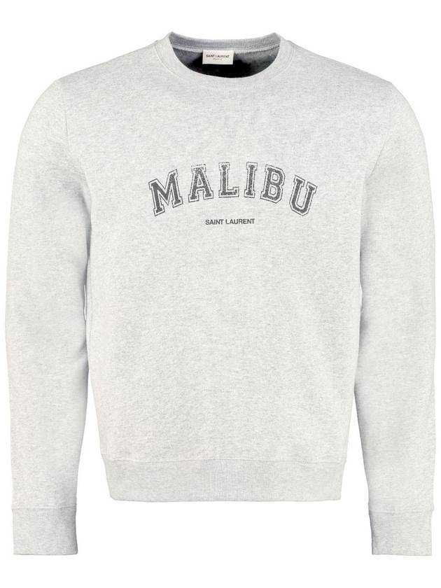 Luxury Saint Laurent Malibu Graphic Crew Neck Sweatshirt Grey