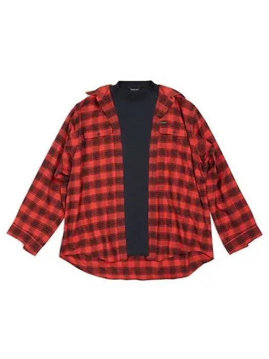 Luxury Balenciaga Trompe L'Oeil Long Sleeve Shirt Red