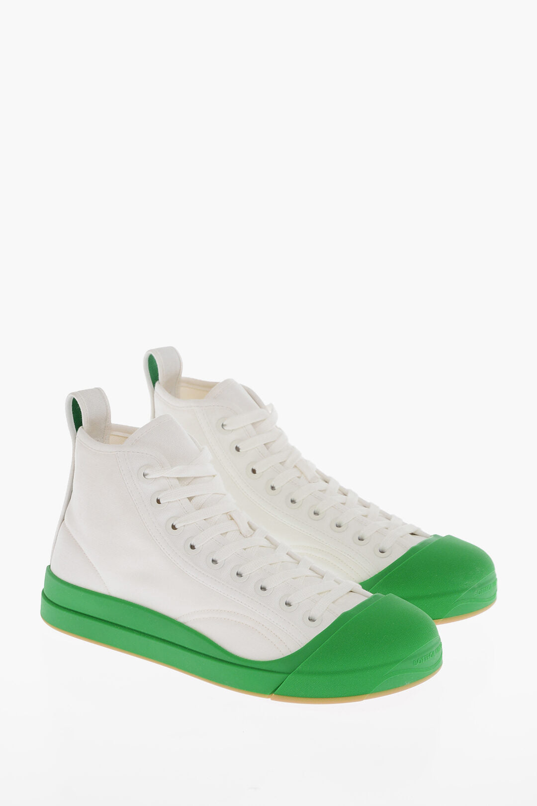 Luxury Bottega Veneta Canvas Vulcan High-Top Sneakers With Rubberized Toe