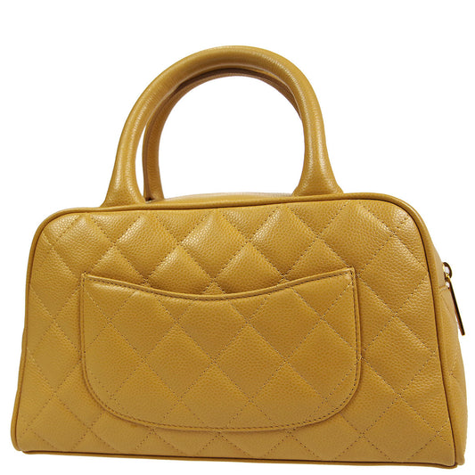 Luxury Chanel Beige Caviar Bowling Bag 27