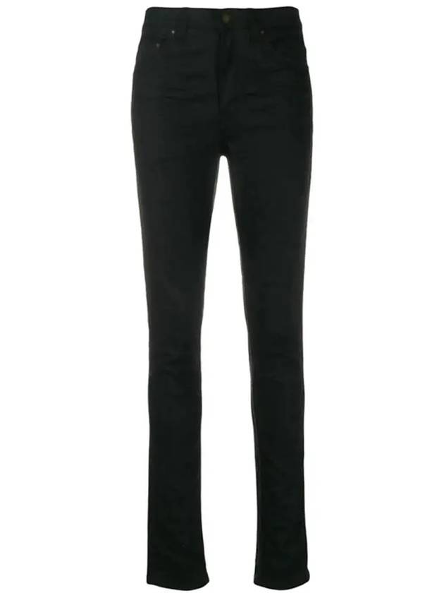 Luxury Saint Laurent Mid Rise Cotton Skinny Jeans Black