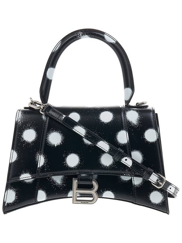 Luxury Balenciaga Hourglass Small Polka Dot Leather Tote Bag Black