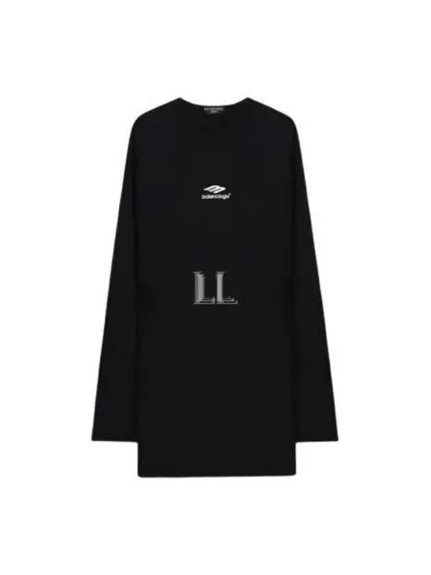 Luxury Balenciaga Icon Flat Long Sleeve T-Shirt Black