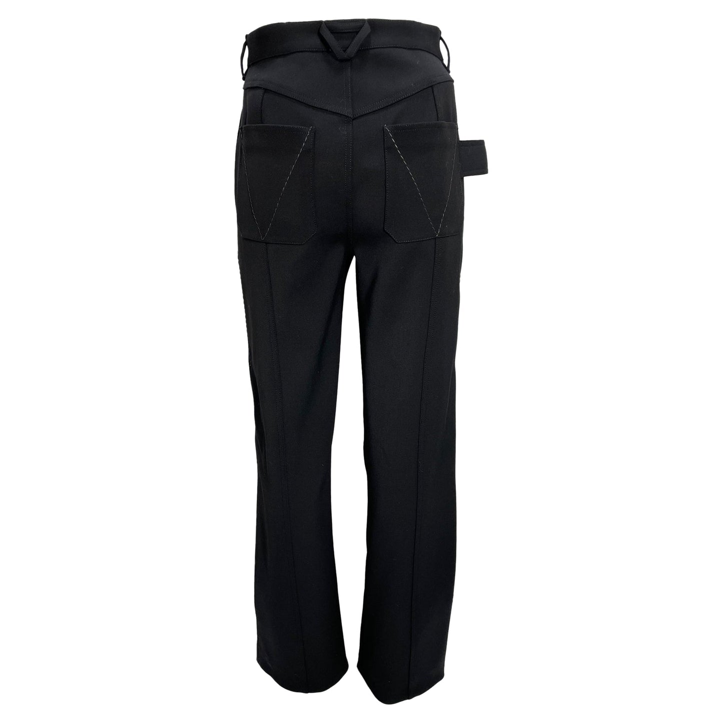 Luxury Bottega Veneta Bonded Stretch Cavalry Slim Trousers in Black Wool