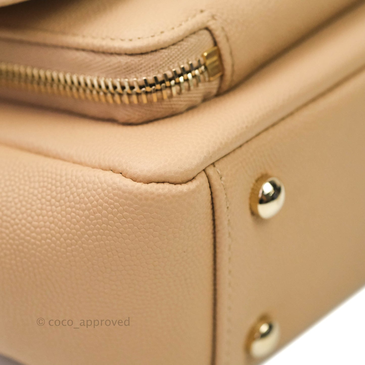 Chanel Quilted Small Business Affinity Flap Beige Caviar Light Gold Hardware