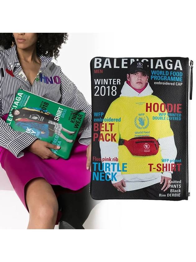 Luxury Balenciaga Magazine Medium Clutch Bag Green