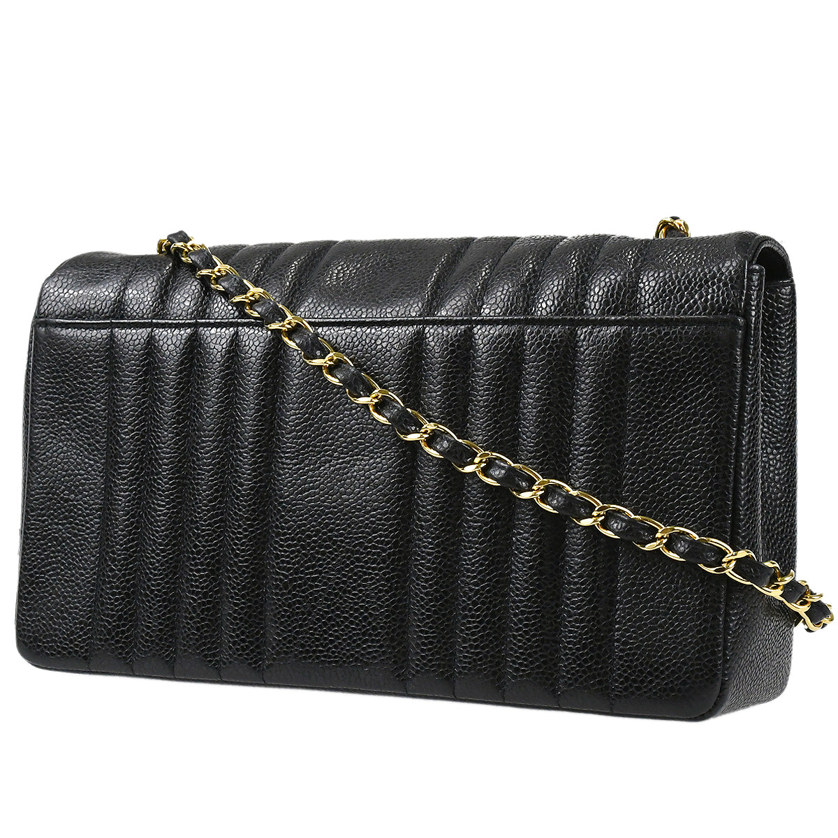 Luxury Chanel 1991-1994 Black Caviar Medium Vertical Stitch Classic Single Flap Bag