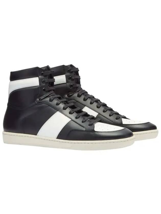 Luxury Saint Laurent Line Leather High Top Sneakers Black