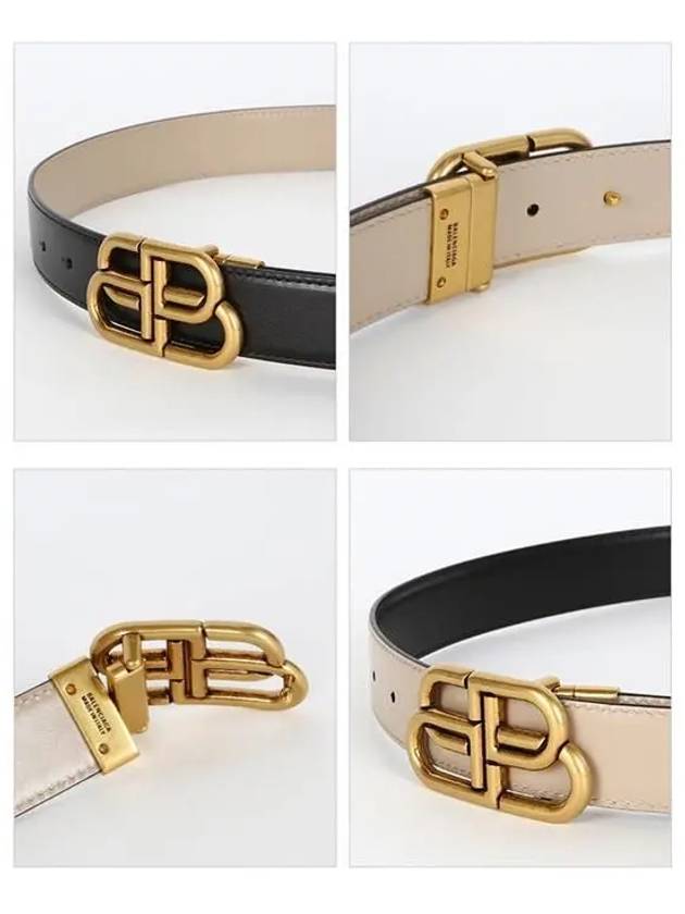 Luxury Balenciaga BB Logo Double-Sided Belt Black