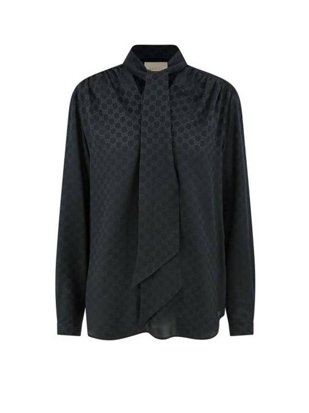 Luxury Gucci Trending 2025 GG Silk Blouse Black