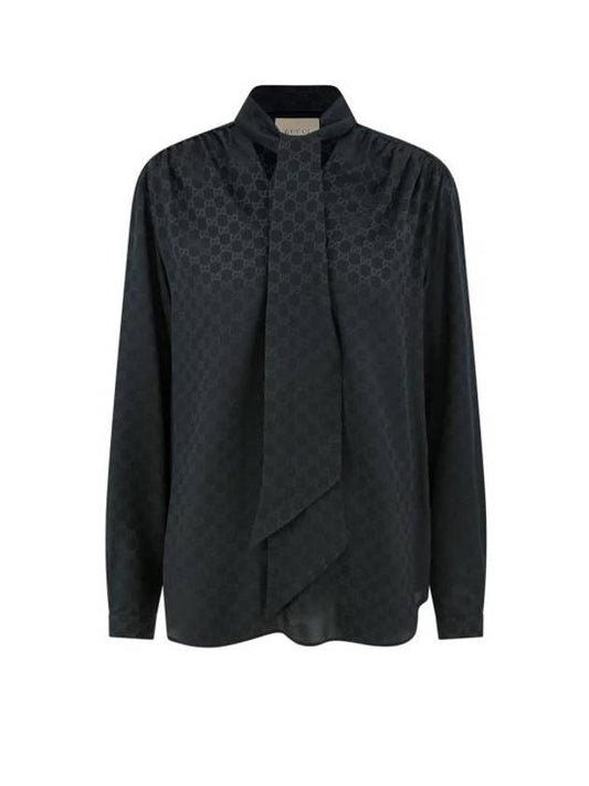 Luxury Gucci Trending 2025 GG Silk Blouse Black
