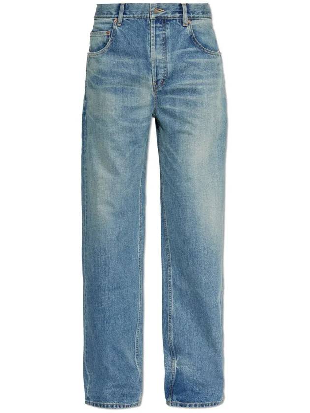 Luxury Saint Laurent Mid Rise Baggy Jeans Blue