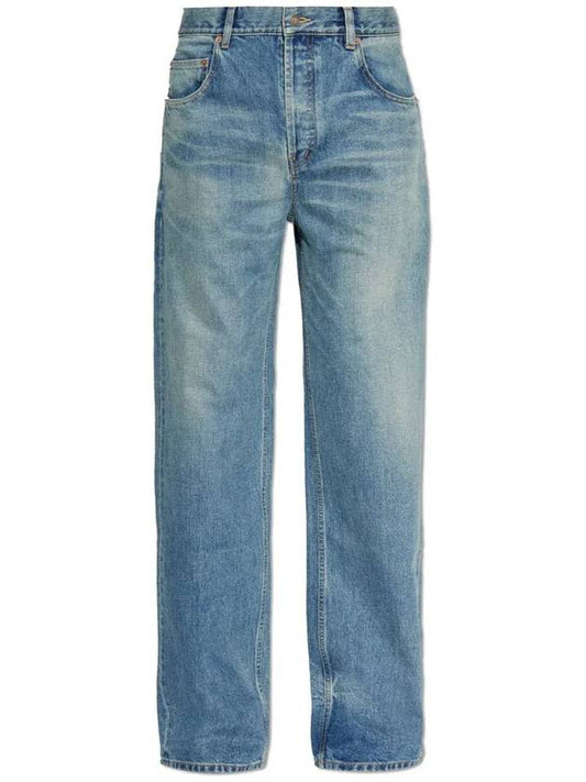 Luxury Saint Laurent Mid Rise Baggy Jeans Blue
