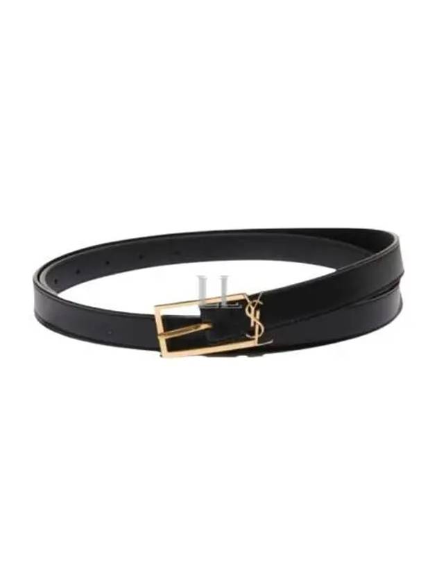 Luxury Saint Laurent Logo Leather Belt Black