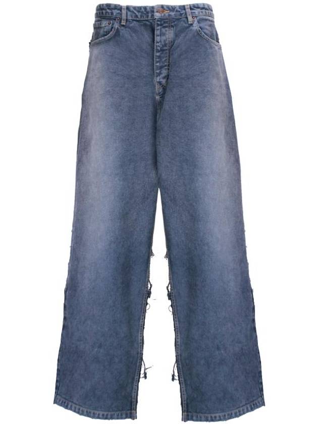 Luxury Balenciaga Wide Leg Panelled Jeans Blue